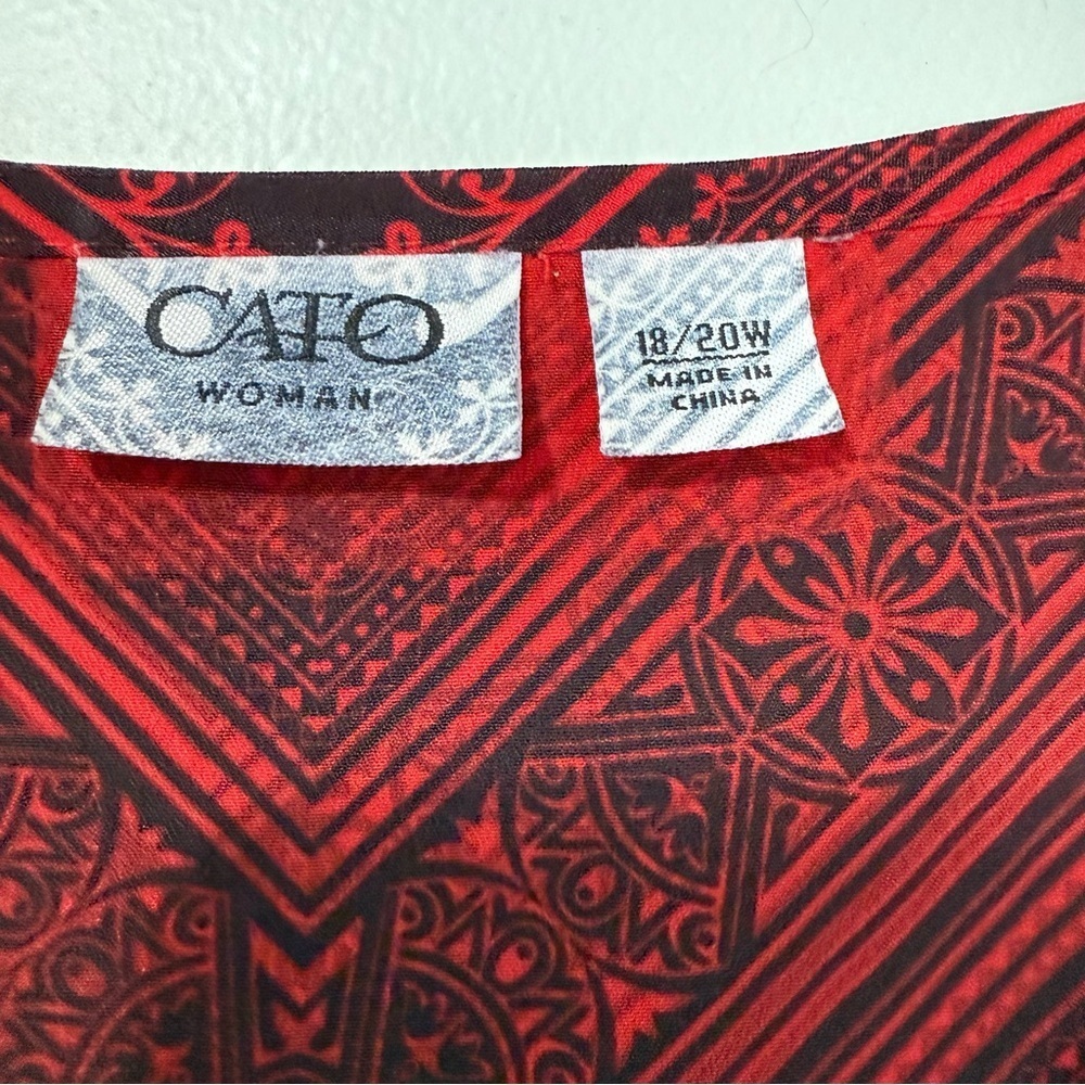 🧨 5/$25 Cato Red and Black Patterned Batwing Blouse - Picture 6 of 8